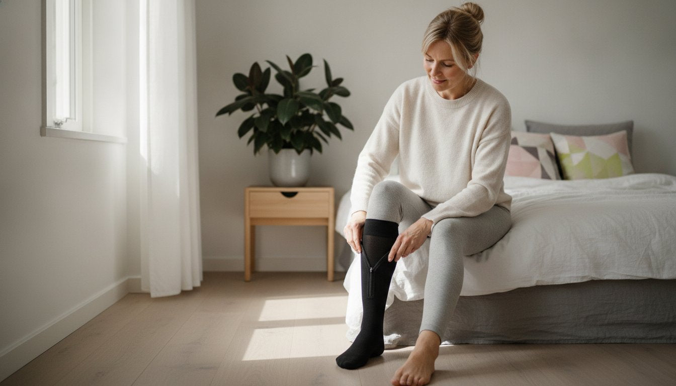 Kompressionsstrømper med lynlås: Den komplette guide til lettere påtagning i 2026