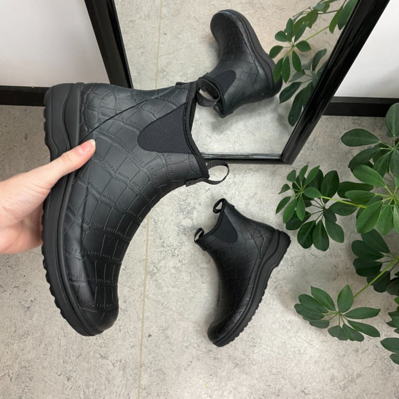 Sort mønstret luksus gummistøvle med svangstøtte