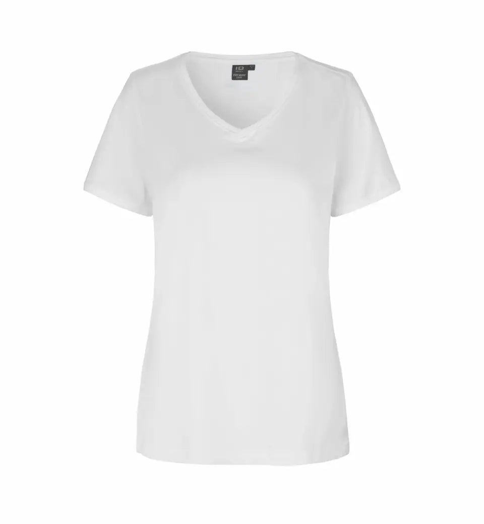 Hvid dame t-shirt med v-hals