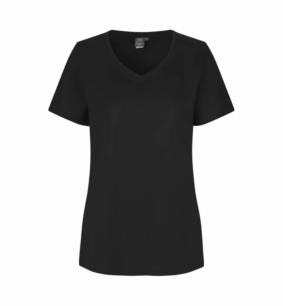 Sort dame t-shirt med v-hals