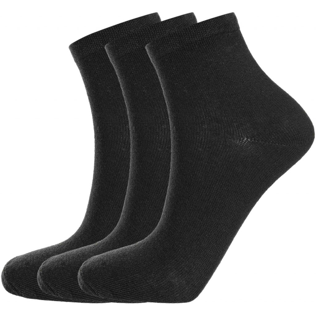 3 pack quarter cut strømper i sort