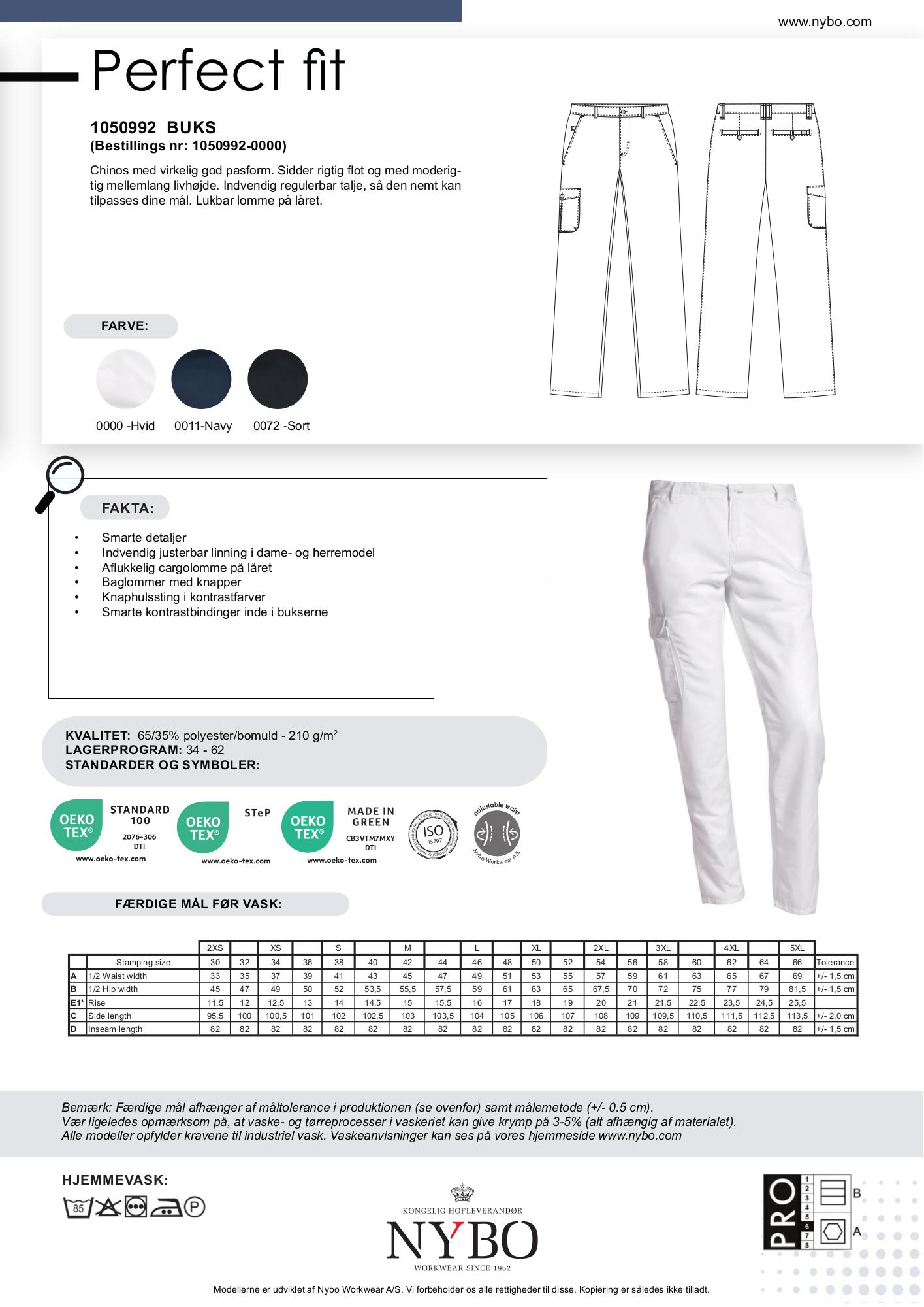 Nybo Hvide Damebukser, Perfect Fit, God Pasform, Mellemlang Livhøjde, Regulerbar Talje