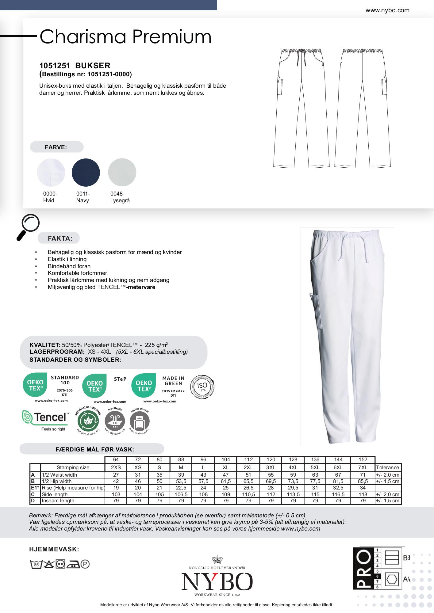 Nybo Hvide Unisex Charismabukser, Bæredygtige, Elastik, Komfort