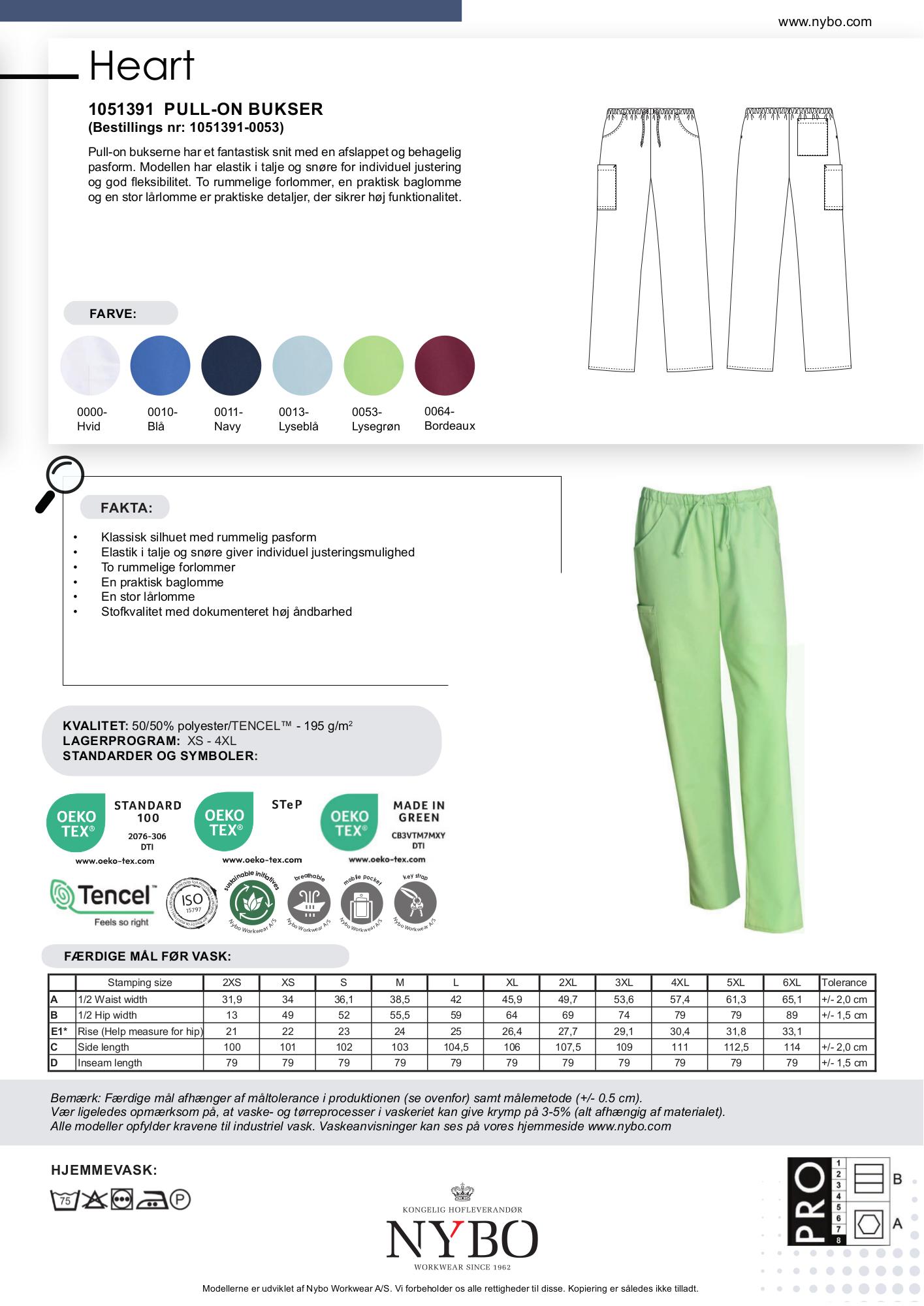 Nybo Lysegrønne Unisex Heart Pull-on Bukser, Åndbare, Rummelige Lommer