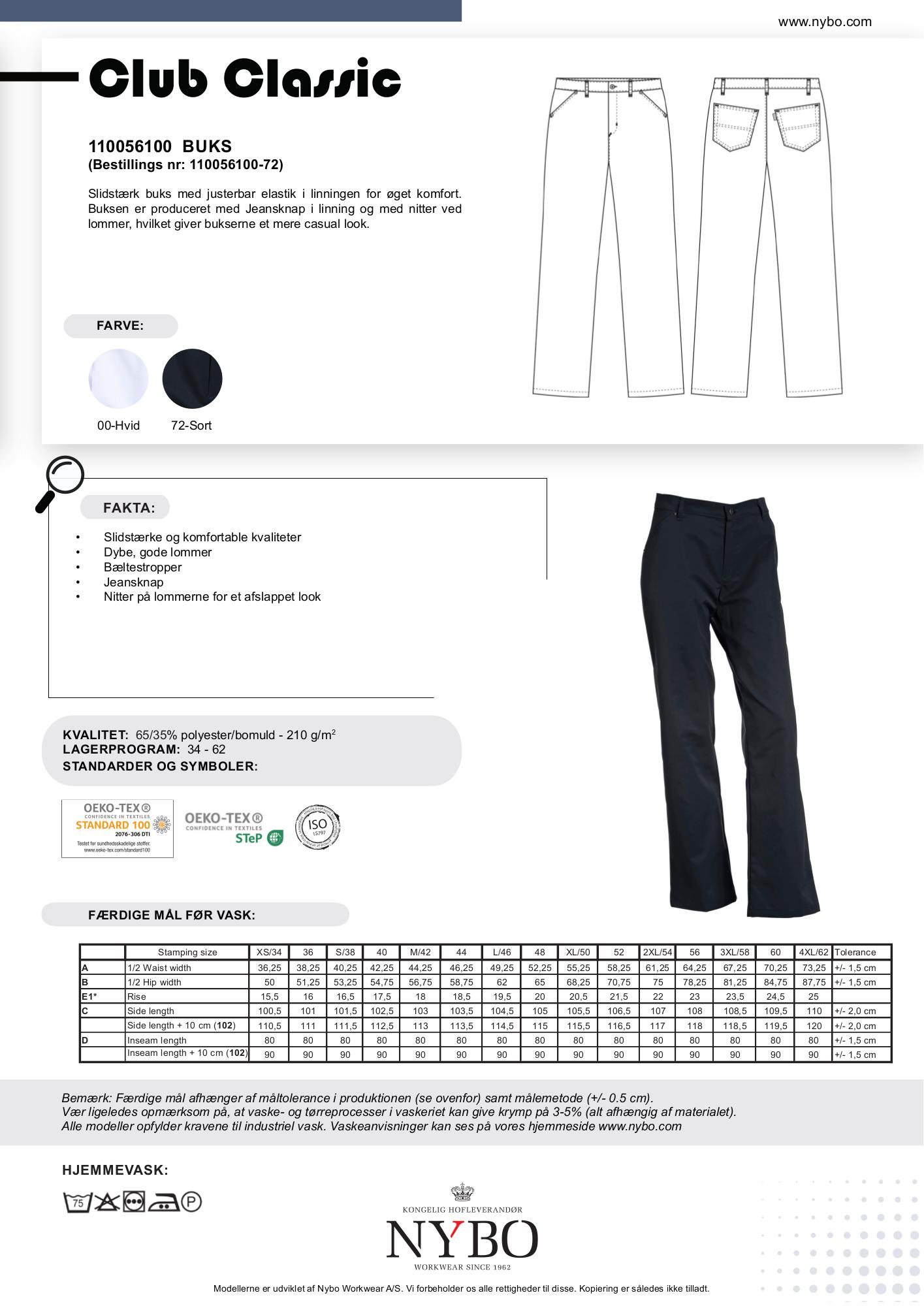 Nybo Sort Dame Club-Classic Buks, Slidstærk, Komfort, Elastik