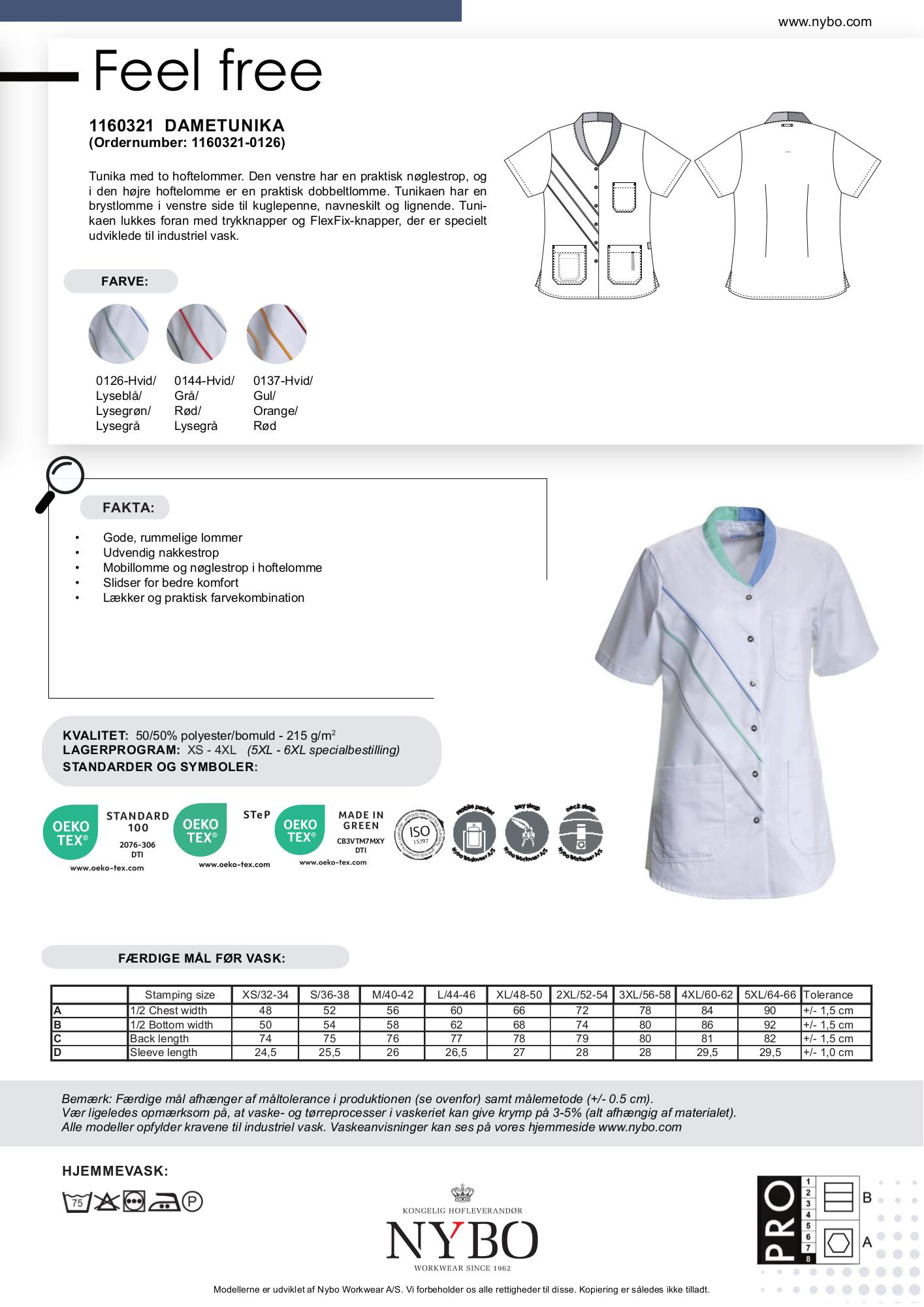 Nybo Hvid/Lysegrøn/Lyseblå Dame Feel Free Tunika, Komfort, Bomuld Indvendig