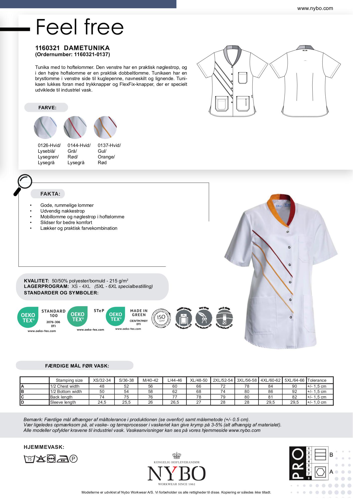 Nybo Hvid/Orange/Rød Dame Feel Free Tunika, Komfort, Industriel Vask