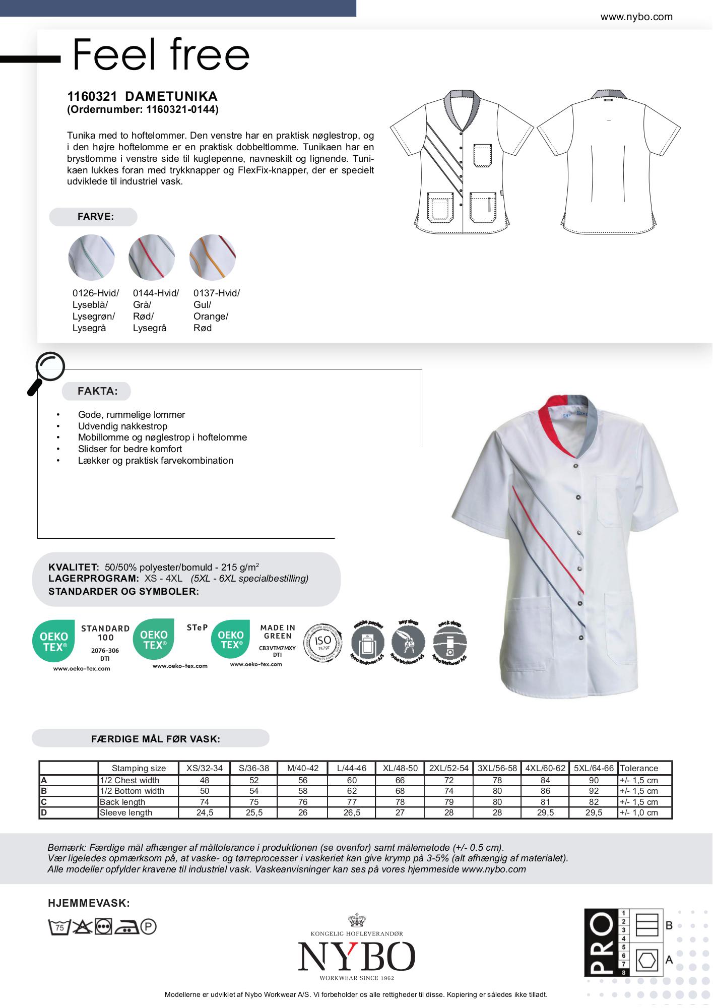 Nybo Hvid/Rød/Grå Dametunika Feel Free, Kortærmet, Komfort