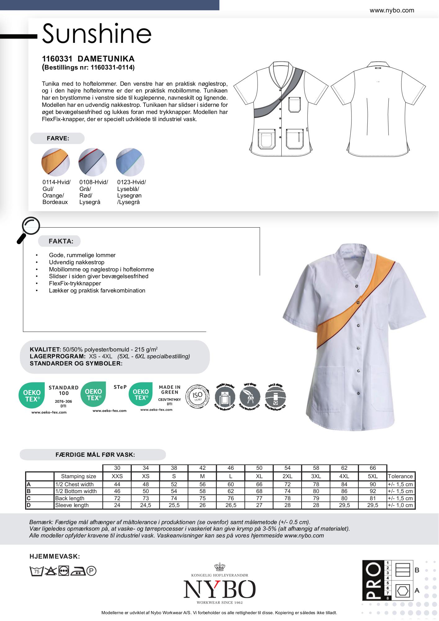 Nybo Hvid/Gul Dame Sunshine Tunika, Kortærmet, Slidser, Komfort