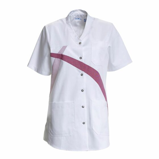 Nybo Hvid/Bordeaux Dametunika Agave, Kortærmet, Bomuld Indvendig, Komfort