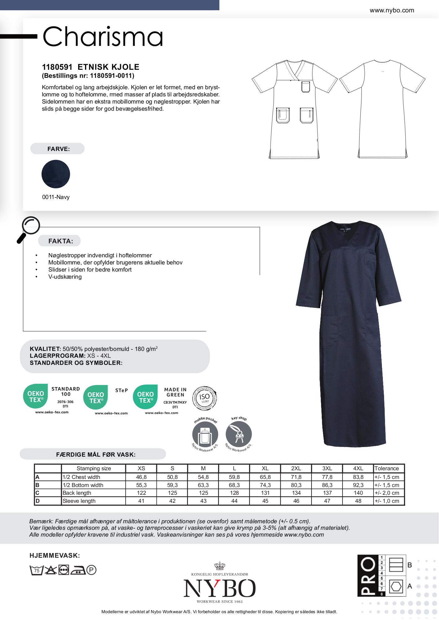 Nybo Navy Dame Charisma Kjole, Kortærmet, Komfort, Bevægelsesfrihed