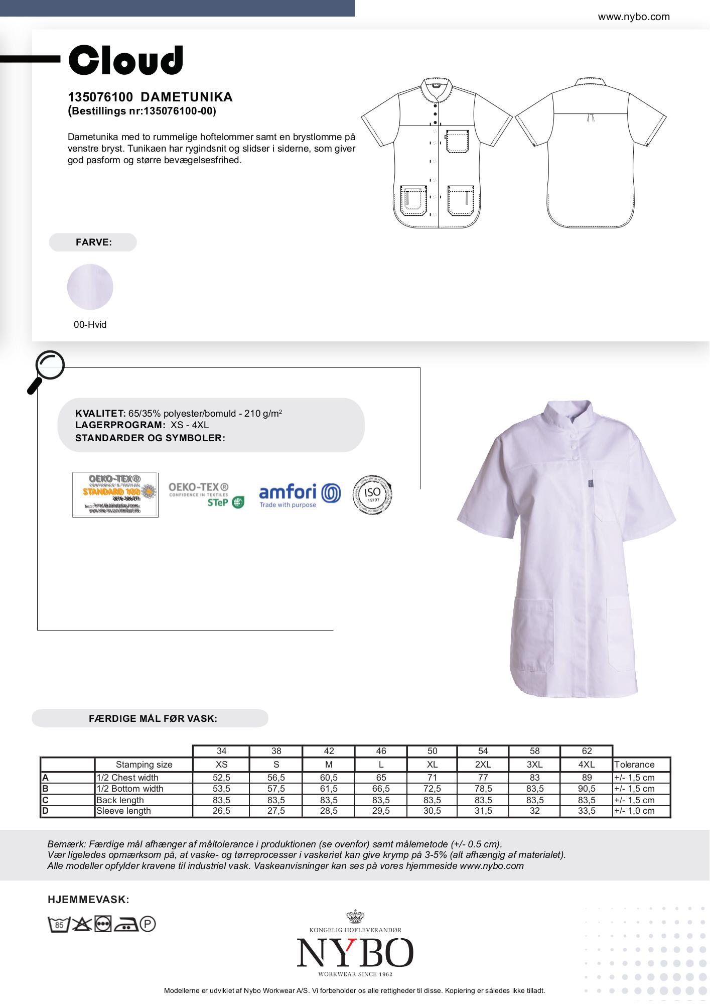Nybo Hvid Dametunika Cloud, Rygindsnit, Bevægelsesfri