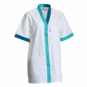 Nybo Hvid/Lysegrøn/Petrol Damekollektions Tunika, V-udskæring, Bevægelsesfri