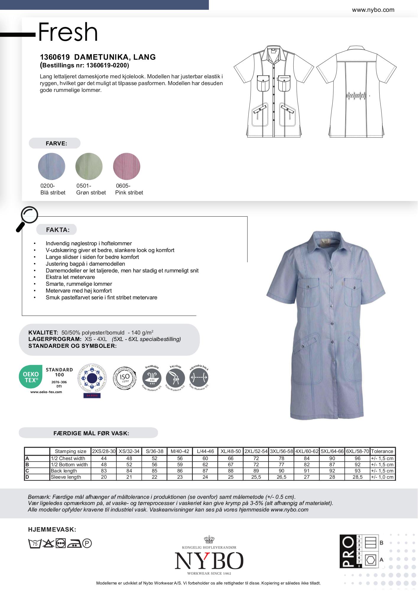 Nybo Blå Stribet Dametunika, Fresh, Elastisk Ryg, Rummelige Lommer