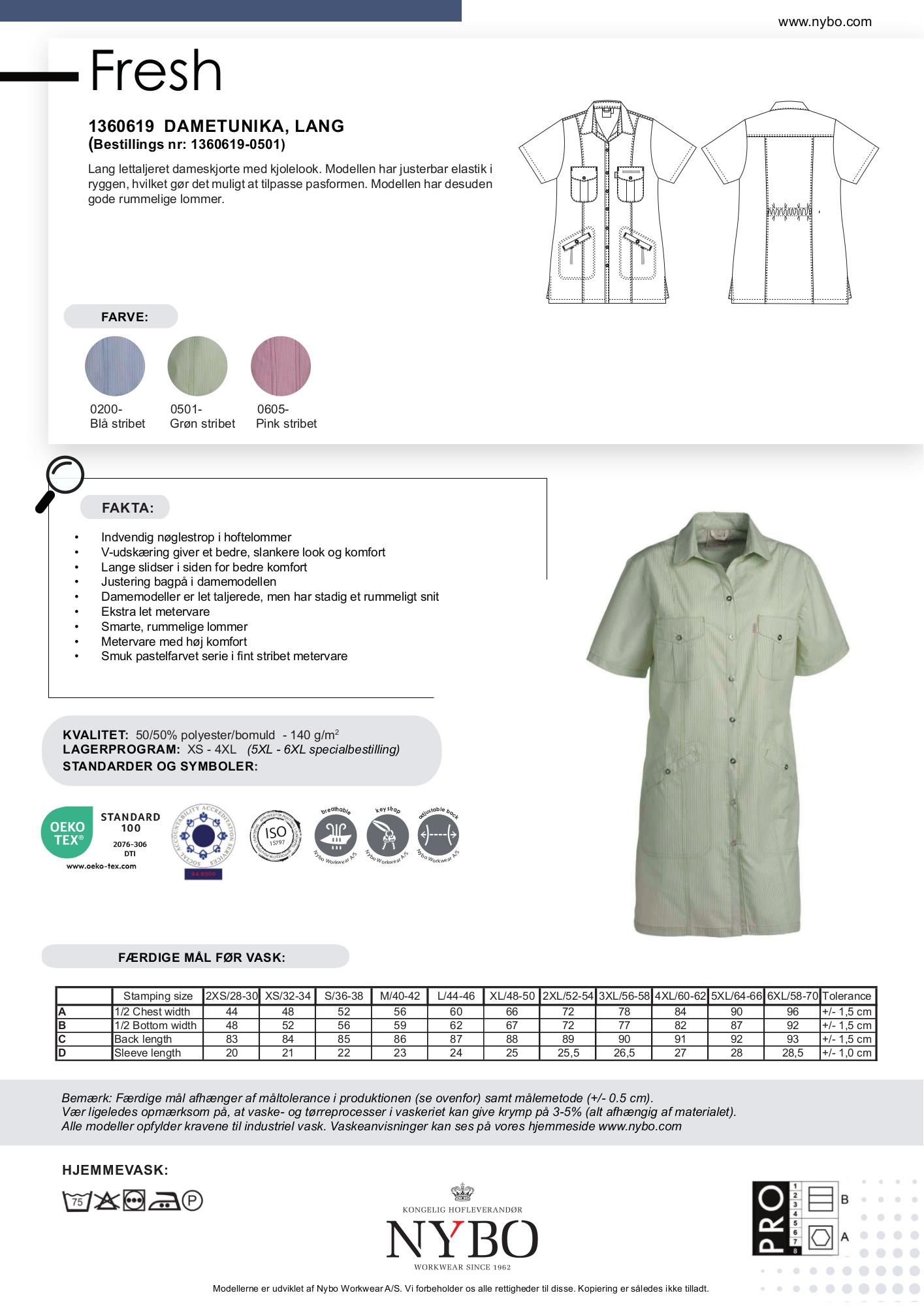 Nybo Lime Stribet Dame Fresh Lang Tunika/Kjole med Justerbar Elastik i Ryggen