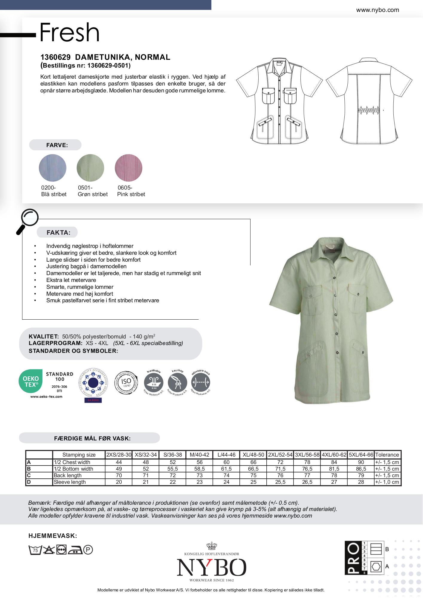 Nybo Lime Stribet Dame Fresh Dametunika, Kortærmet, Justerbar elastik