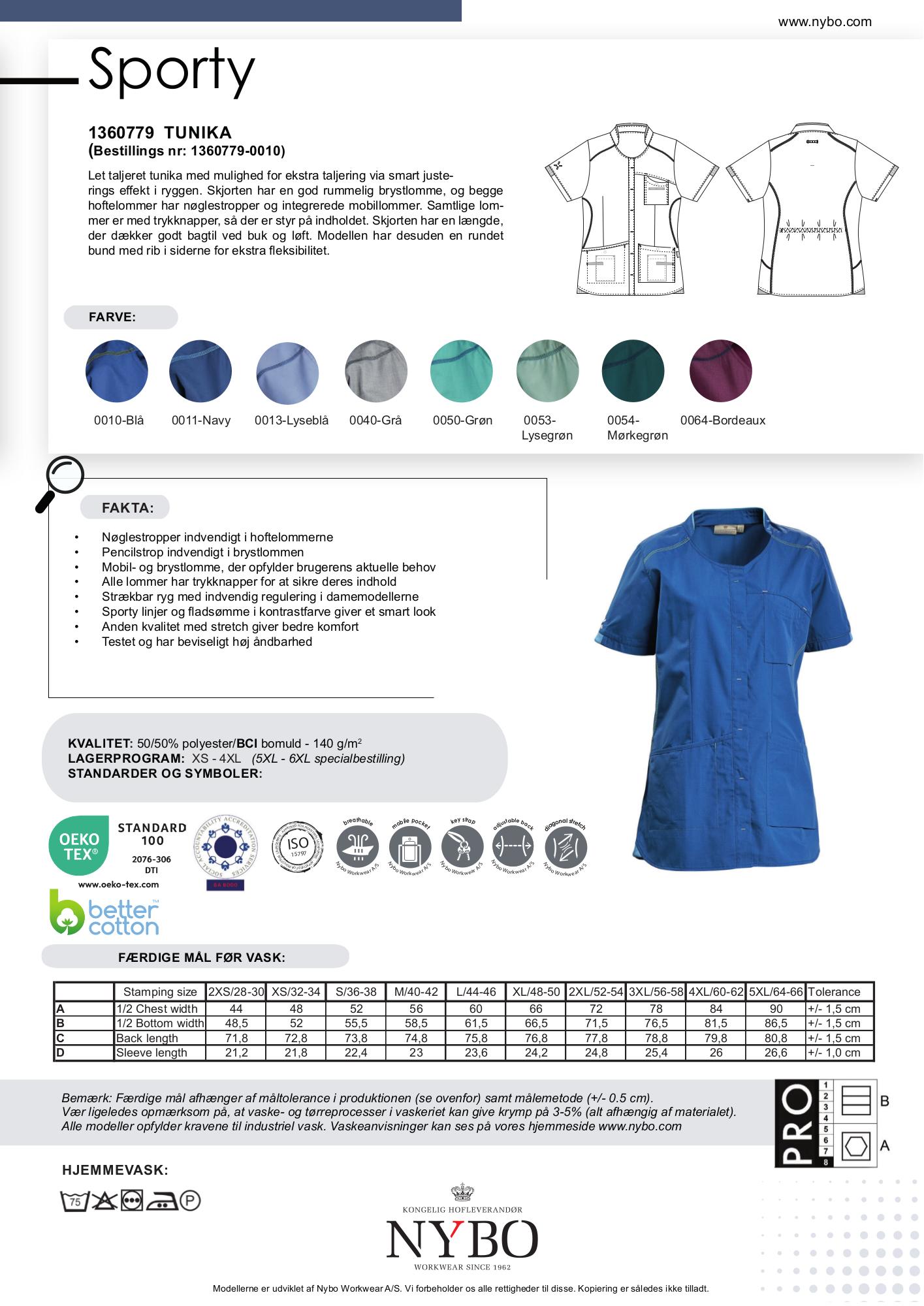 Nybo Blå Dame Sporty Tunika, Rummelig, Justerbar Taljering