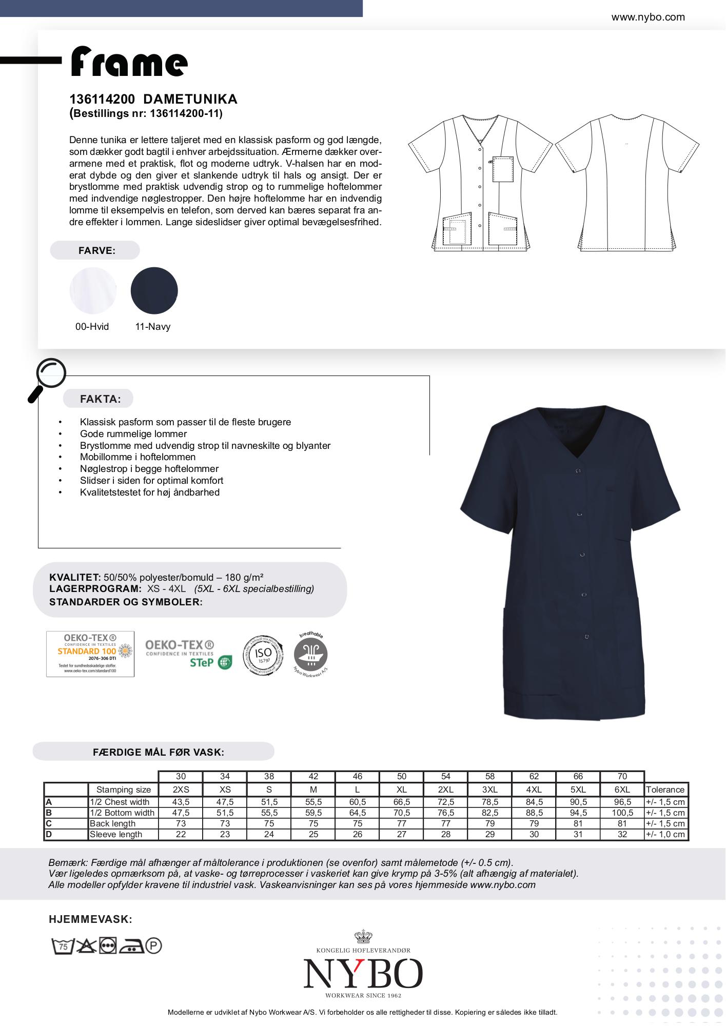 Nybo Navy Dametunika, Frame, Kortærmet, Åndbar, Komfort PyTuple