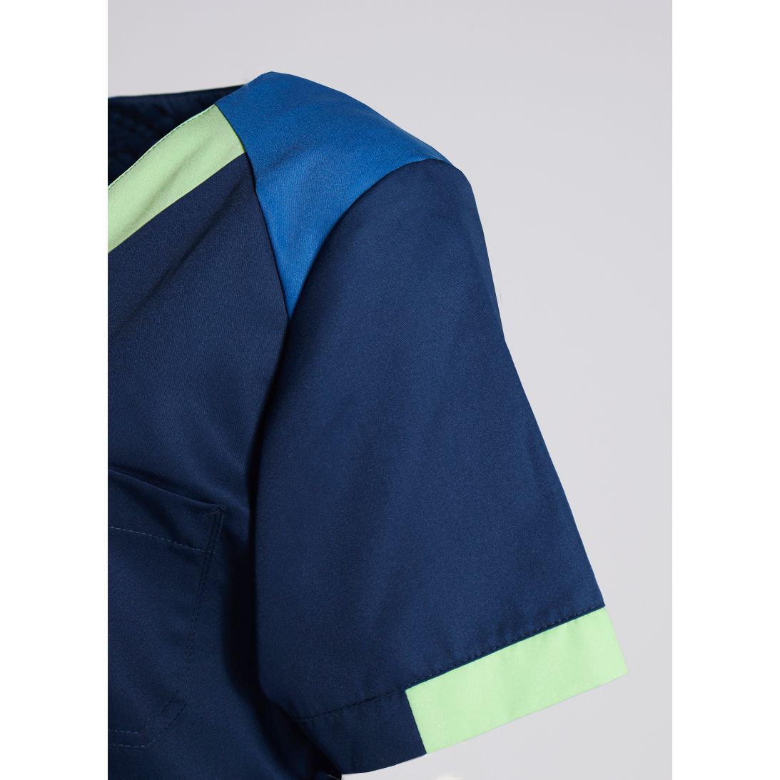 Nybo Navy Lysegrøn Blå Dametunika, Nova Premium, Taljeret, Slidser, V-hals