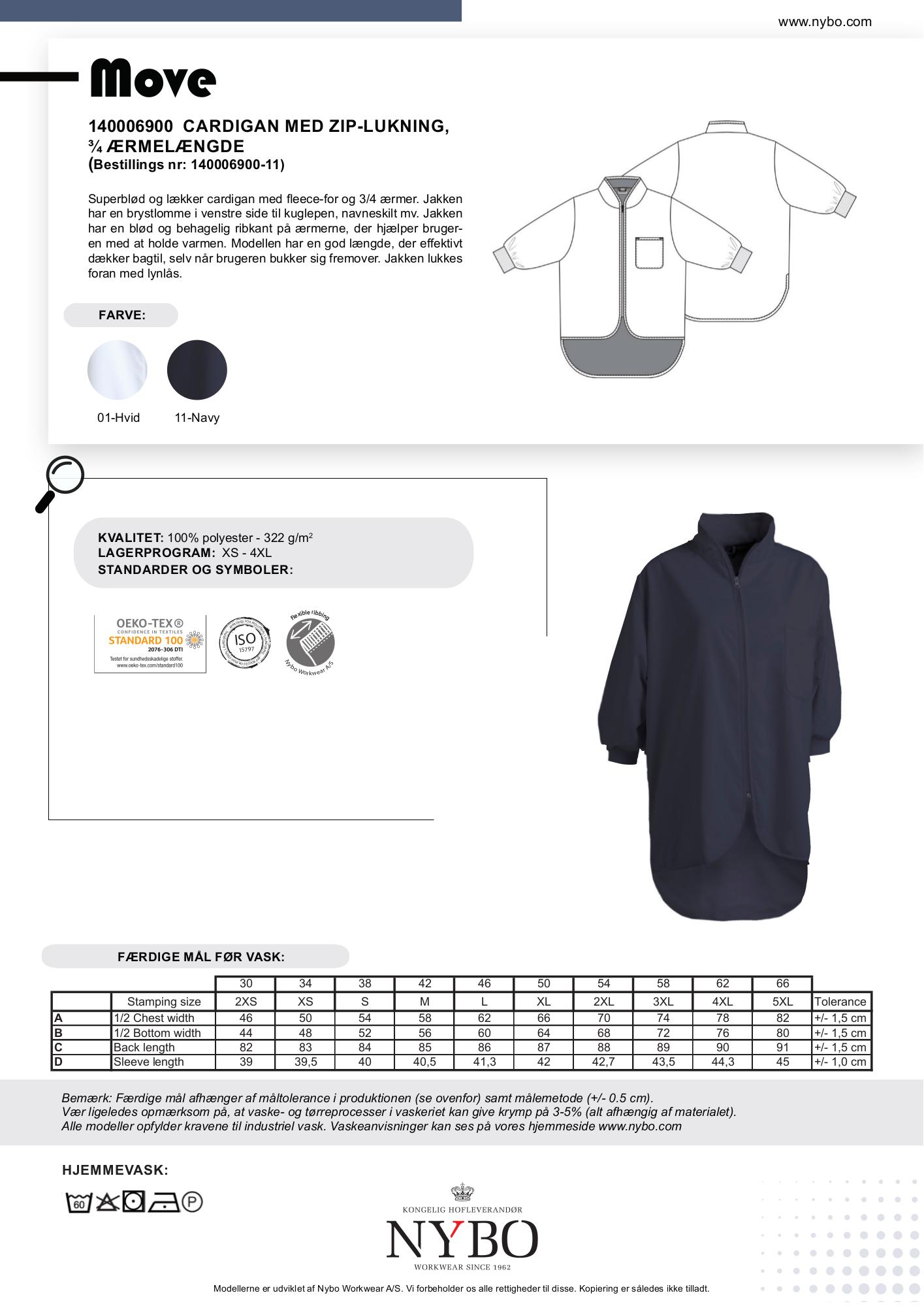 Nybo Navy Dame Move Hospitalsjakke, Kortærmet, Smudsafvisende, Lun