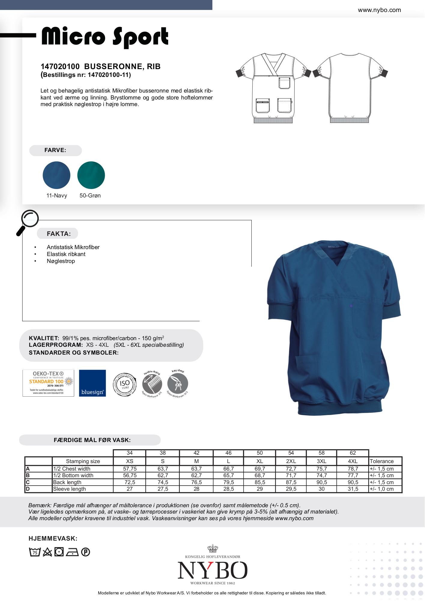 Nybo Navy Unisex Micro Sport Busseronne, Ribkant