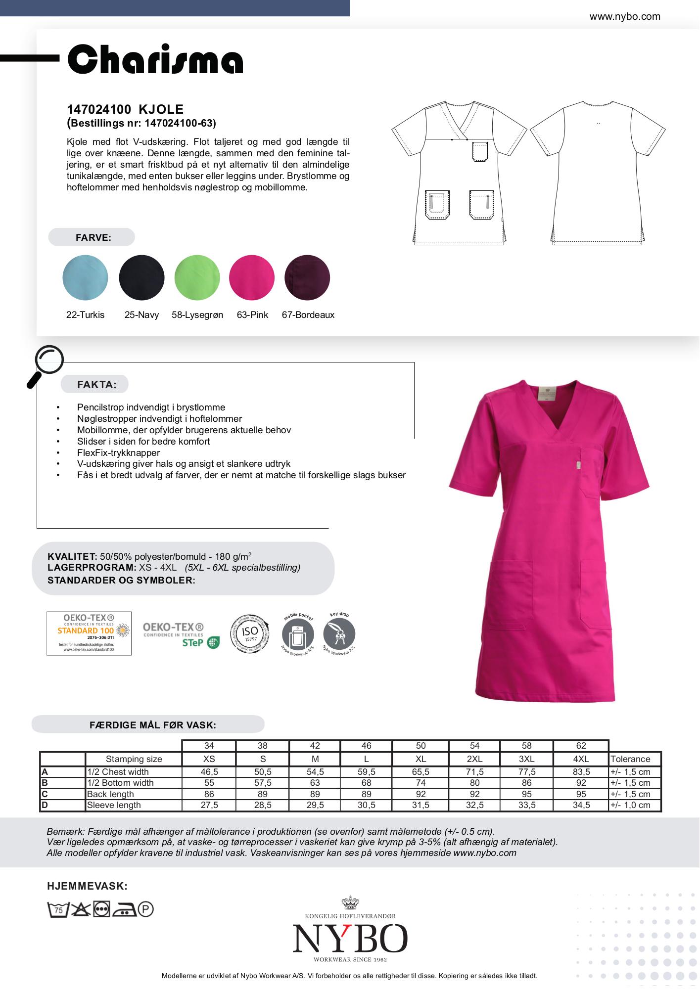 Nybo Pink Dame Charisma Kjole, Taljeret, Knælængde