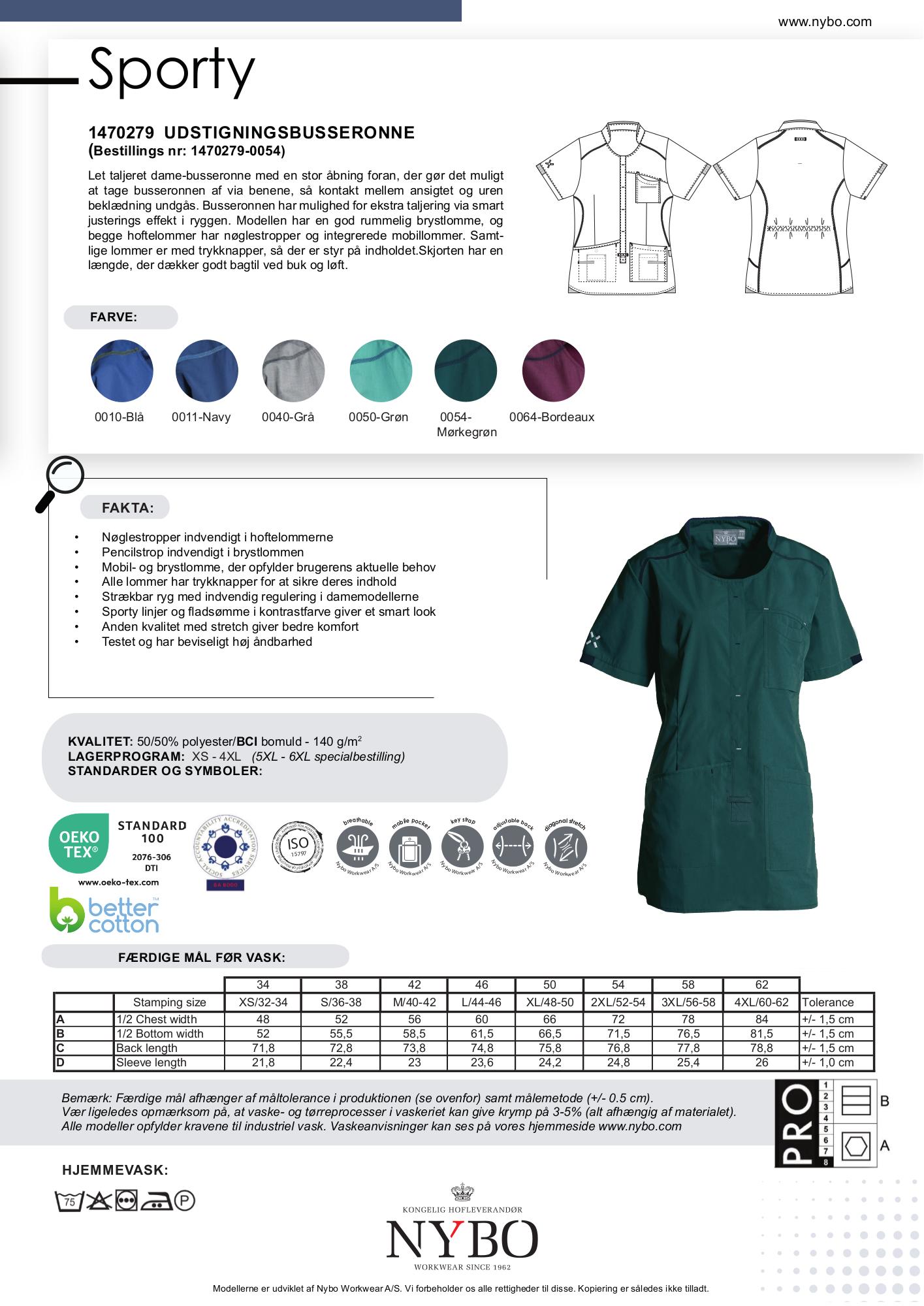 Nybo Mørkegrøn Damebusseronne, Sporty, Fleksibel, Taljering