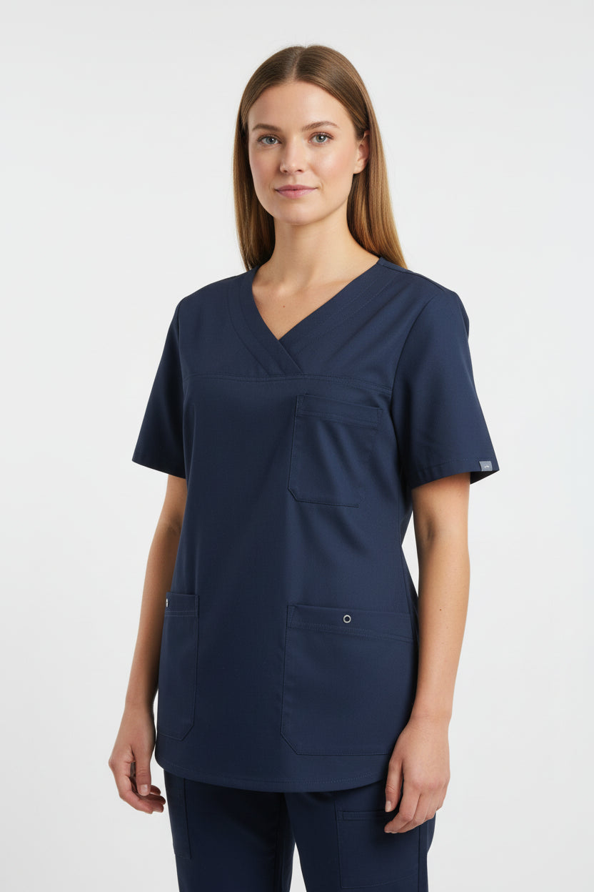 Nybo Navy Damebusseronne, Nature, Strækbar, Slidstærk, V-hals