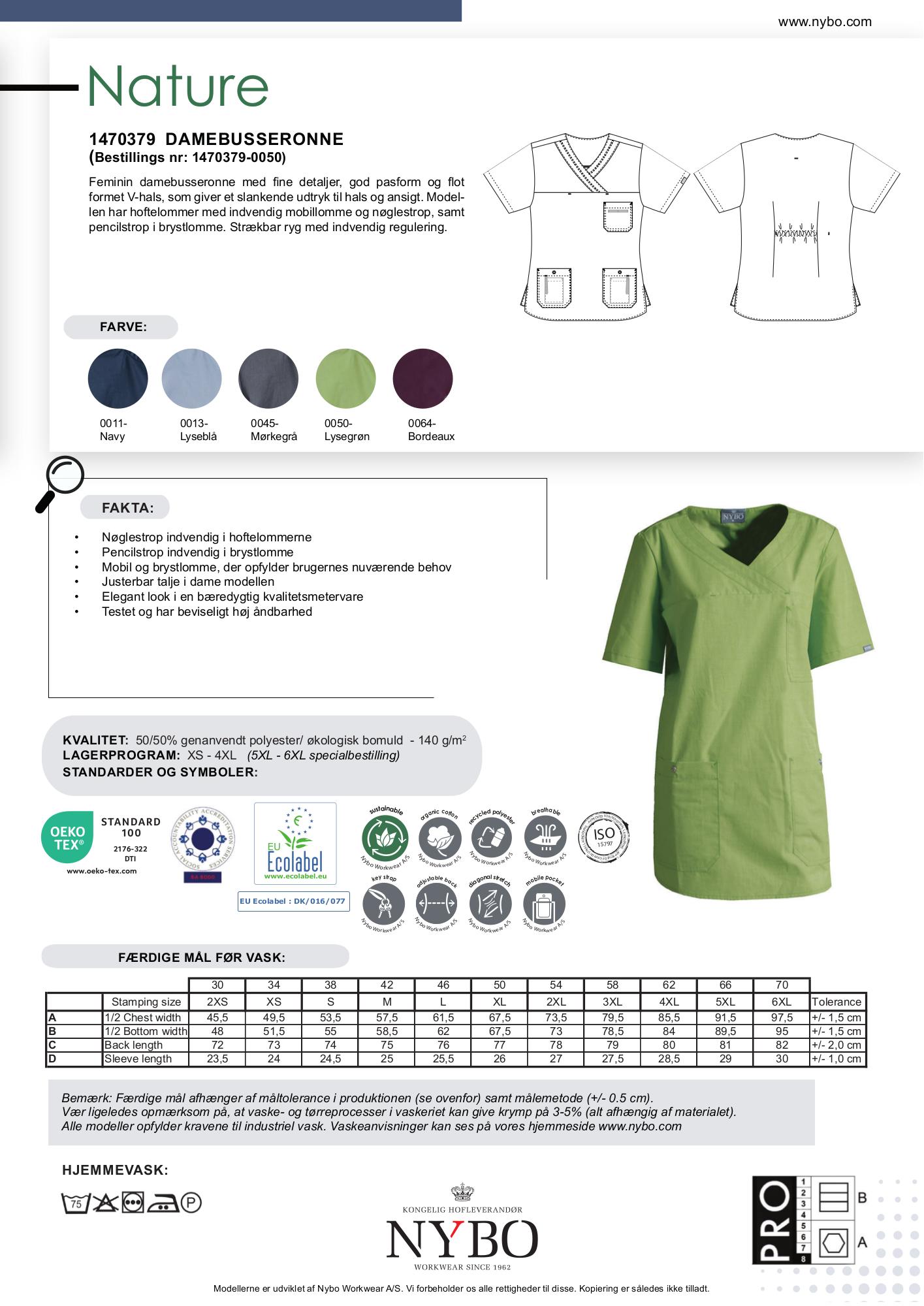 Nybo Grøn Damebusseronne Nature, God Pasform, Strækbar Ryg