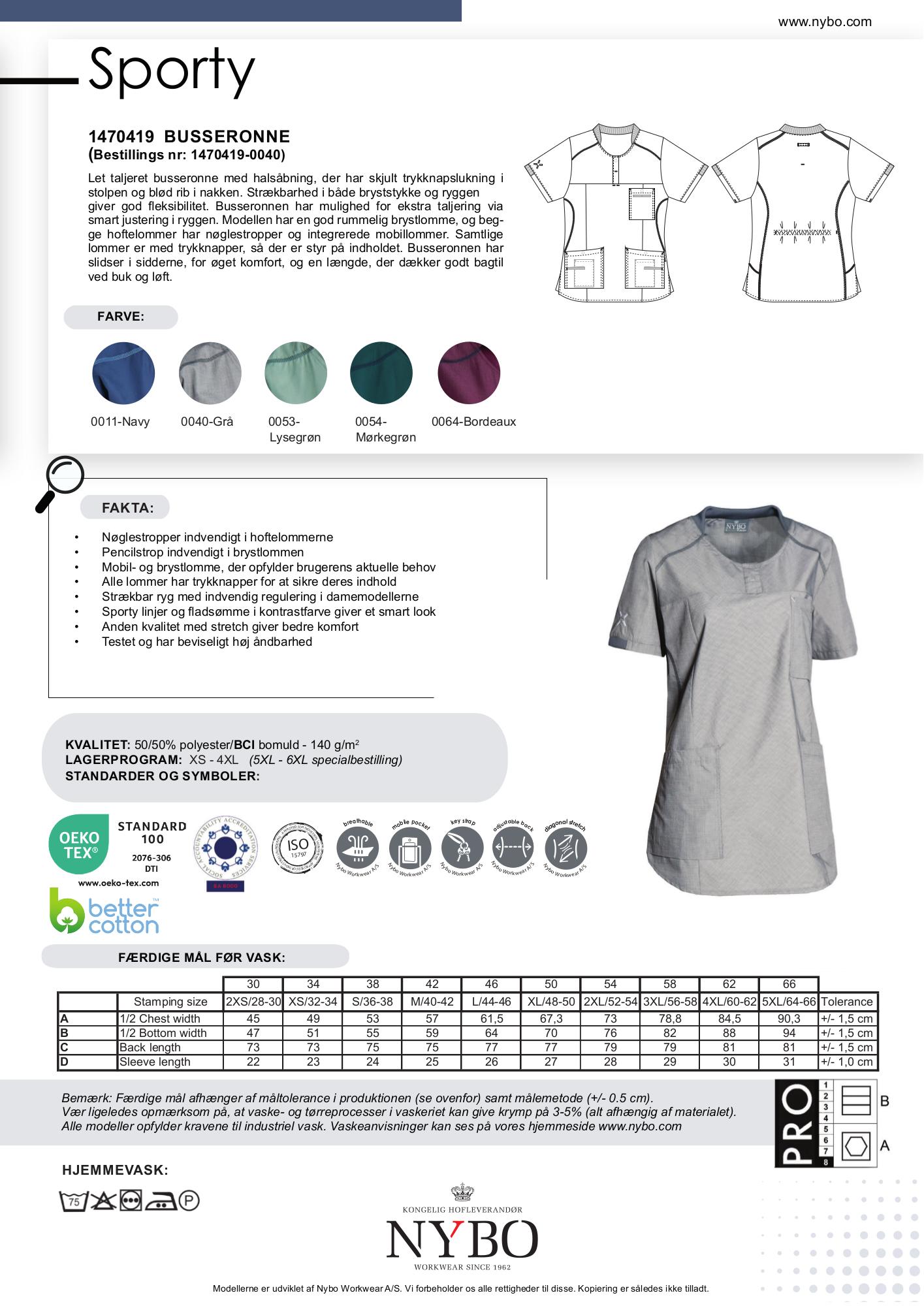 Nybo Grå Damebusseronne, Sporty, Strækbar, Komfort