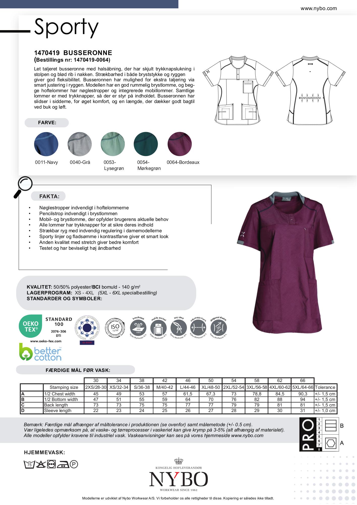 Nybo Bordeaux Damebusseronne, Sporty, Strækbar, Justerbar, Komfort