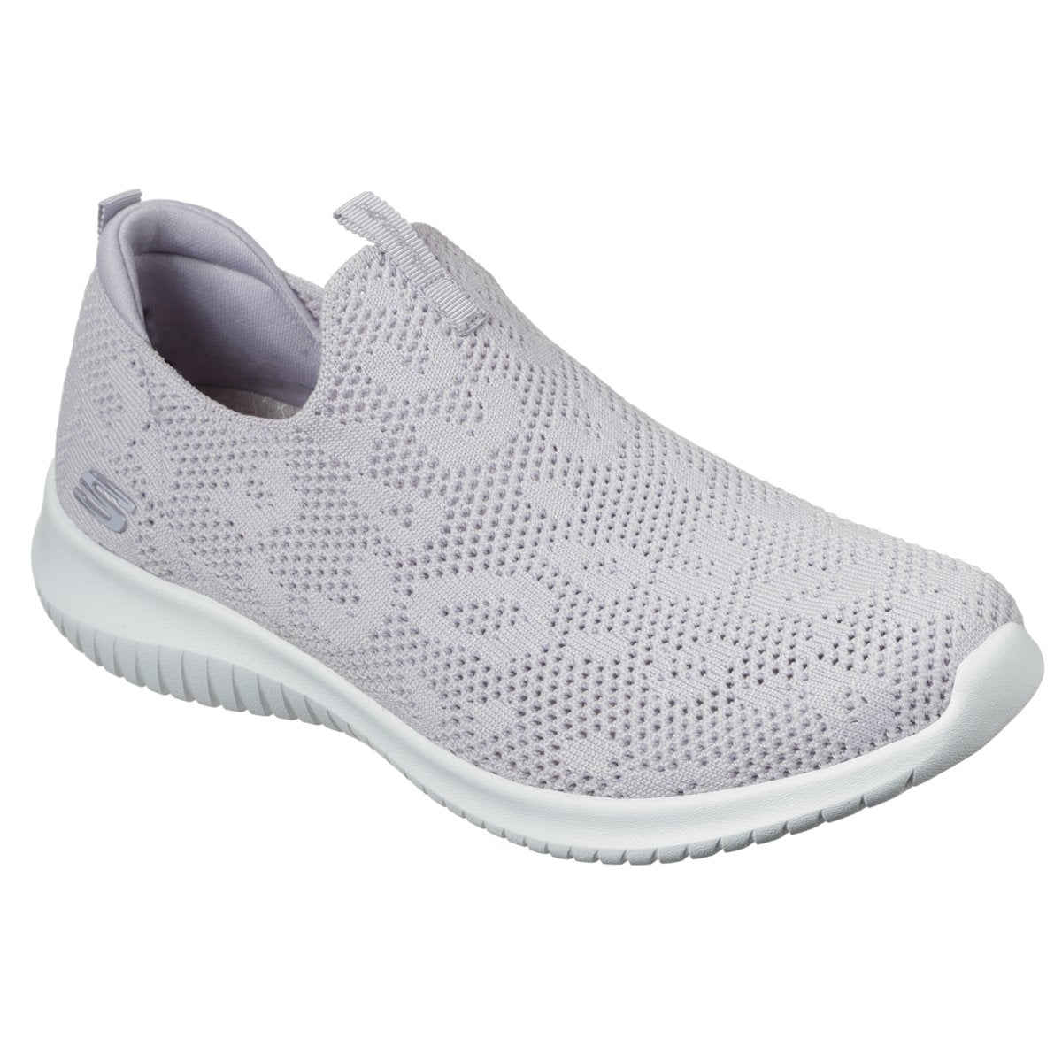 Lavendelfarvet hyttesko i strik fra Skechers