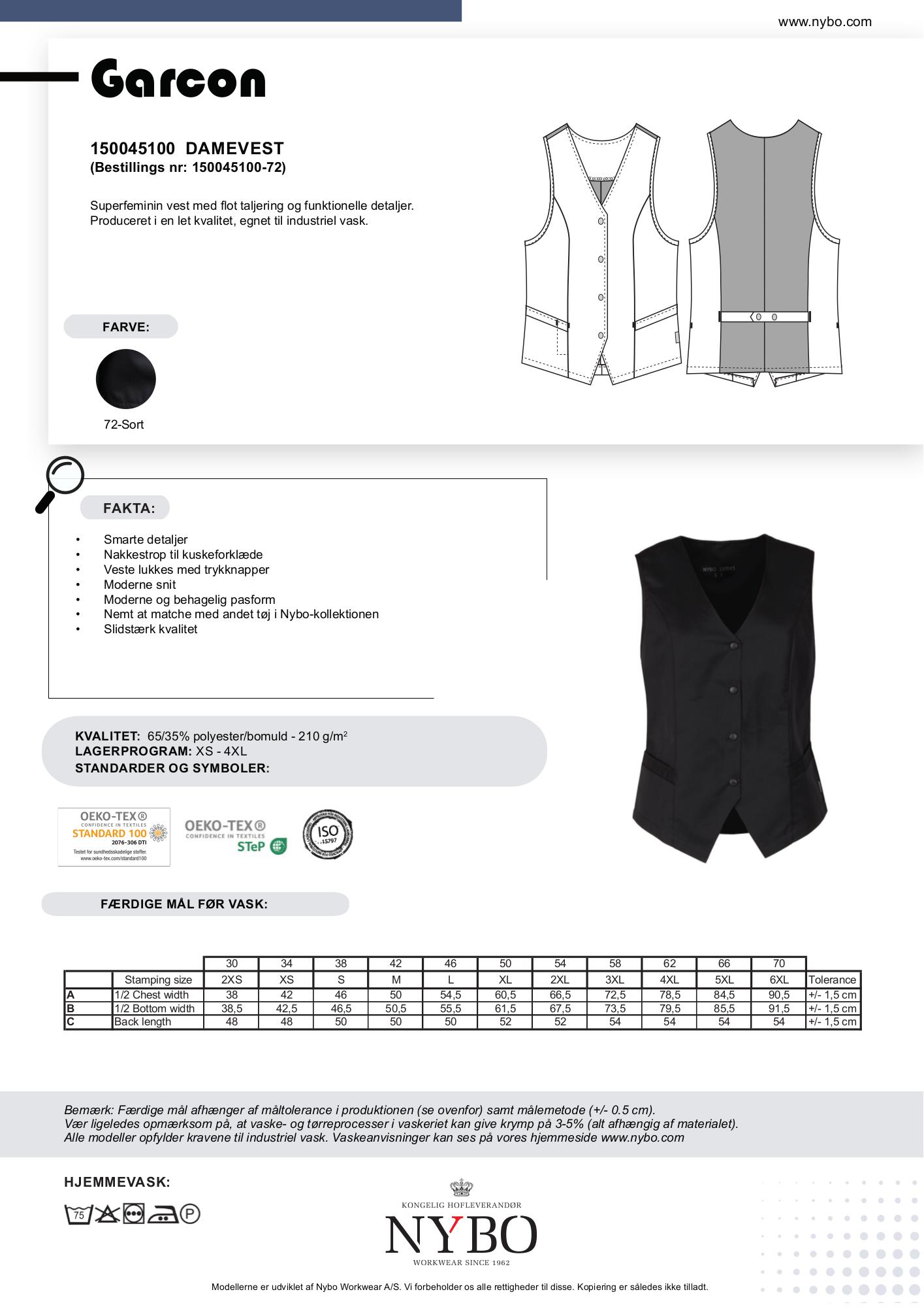 Nybo Sort Damevest Garcon, Superfeminin, Let Kvalitet