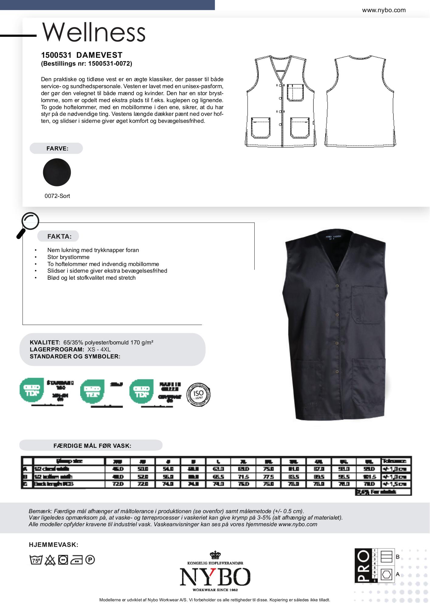 Nybo Sort Unisex Wellness Vest, Stretch, Komfort, Kort