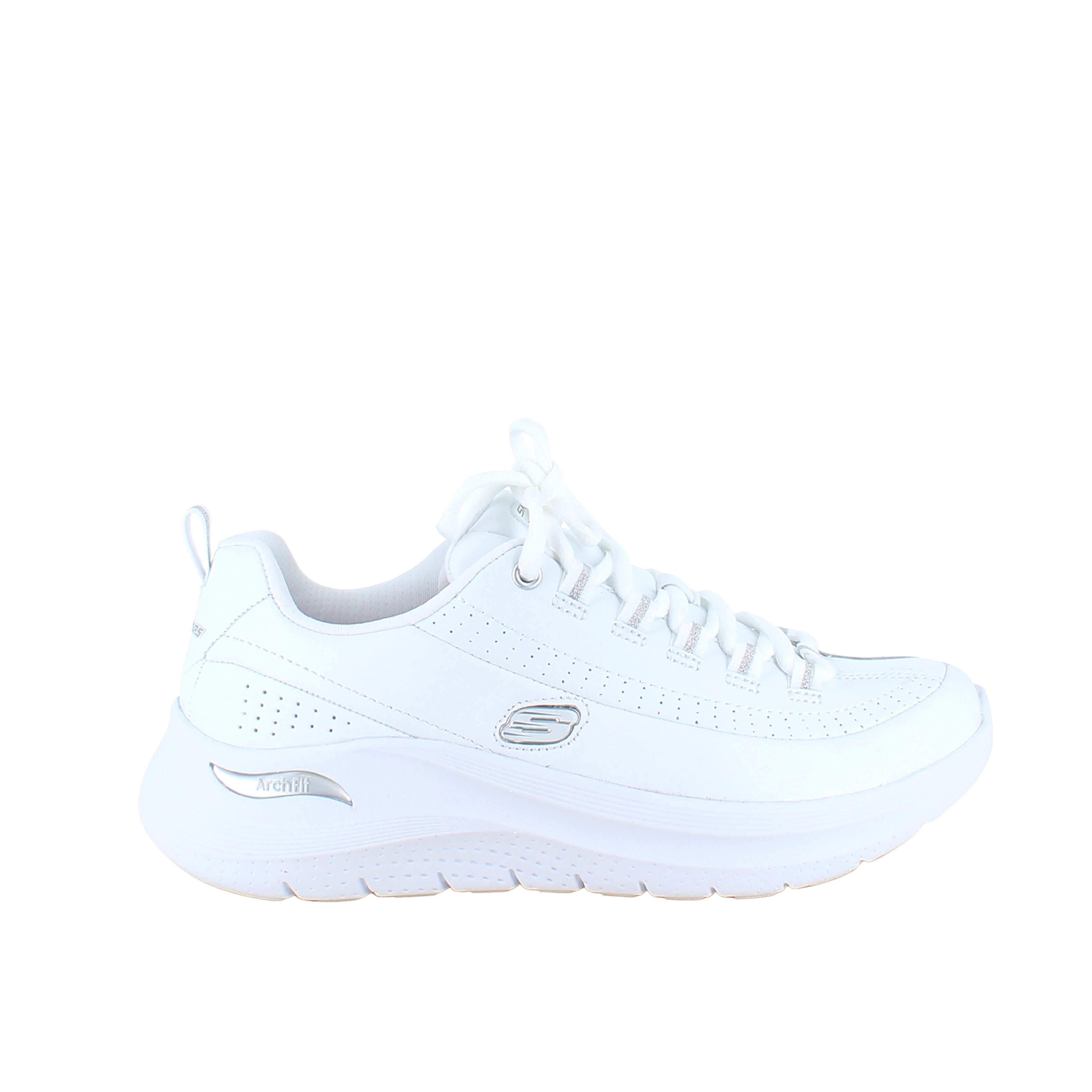 Hvid Skechers med glat skind overflade