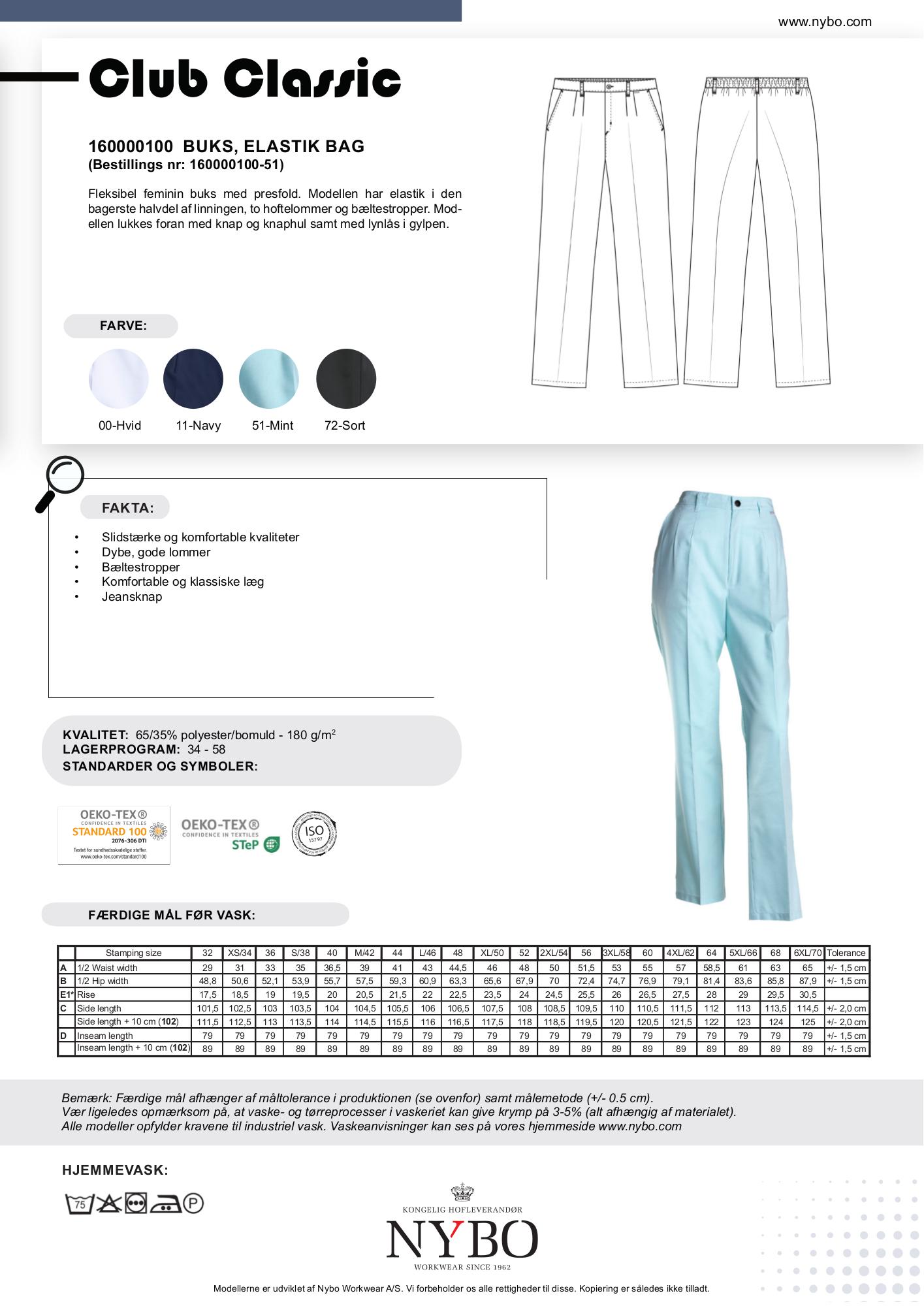 Nybo Mint Dame Club-Classic Bukser, Elastik Bag