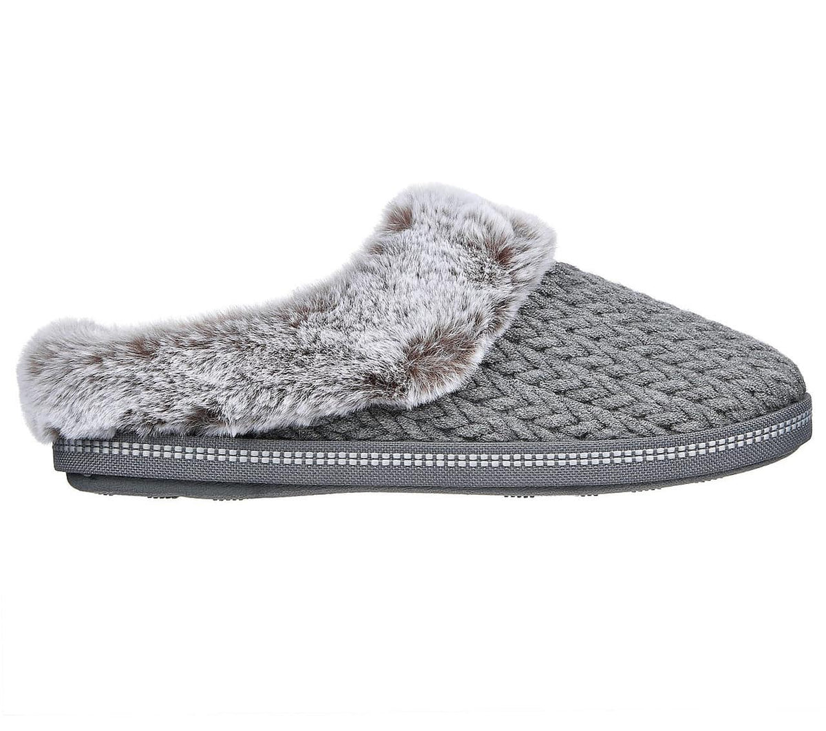 Grå hjemmesko med kunstpels fra Skechers