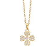 Aagaard halskæde med forgyldt firkløver fyldt med  zirconer