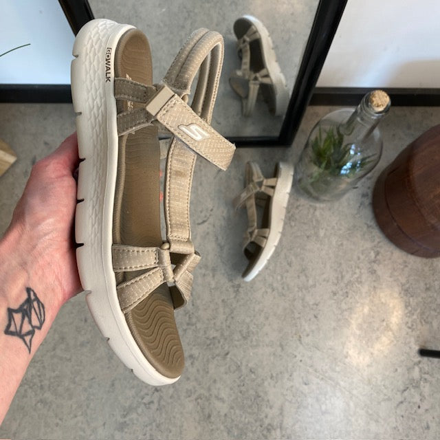 Beige Skechers GOwalk sandal, bred model