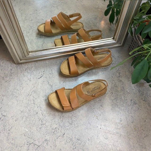 Brun skindsandal med fire indstillelige remme fra Relaxshoe