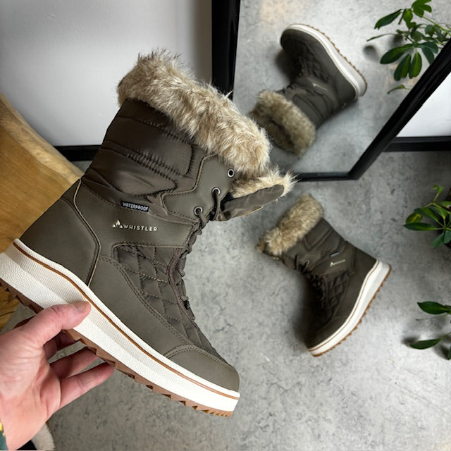 Brun vandtæt vinterstøvle fra Whistler med pels kant