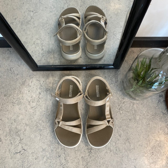 Beige Skechers GOwalk sandal, bred model