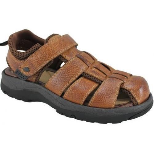 Brun herresandal i skind og mesh med velcro