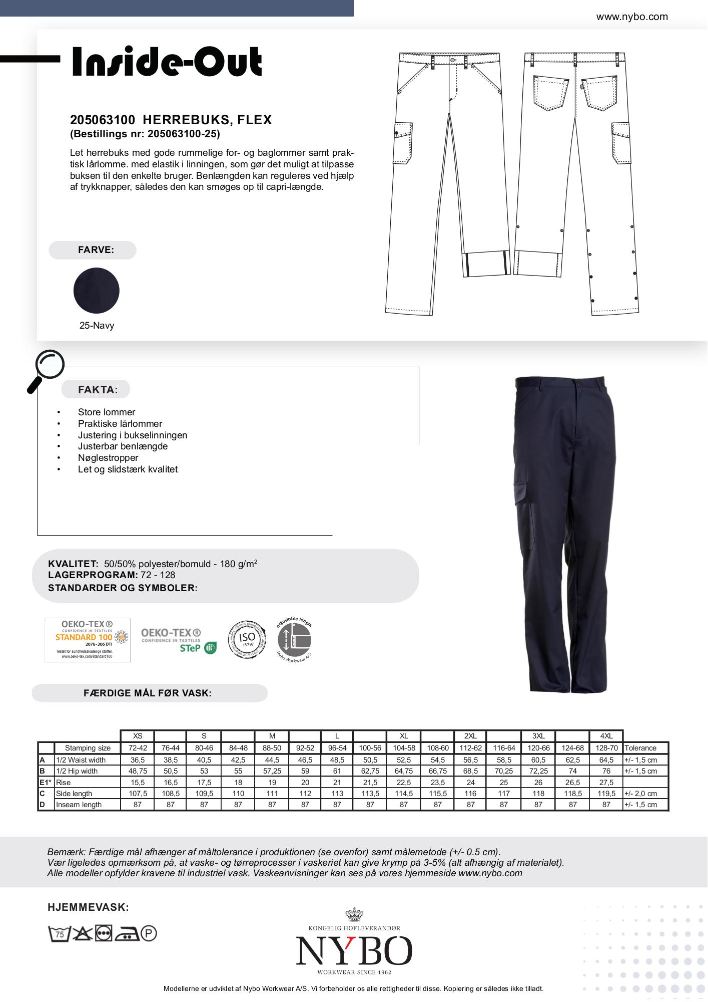 Nybo Blue Shadow Herrebukser Inside-Out Flex, Justerbar Længde