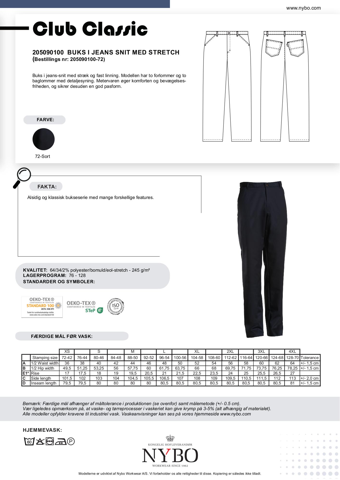 Nybo Sort Herrebuks Club-Classic Jeans-snit, Stretch, Komfort