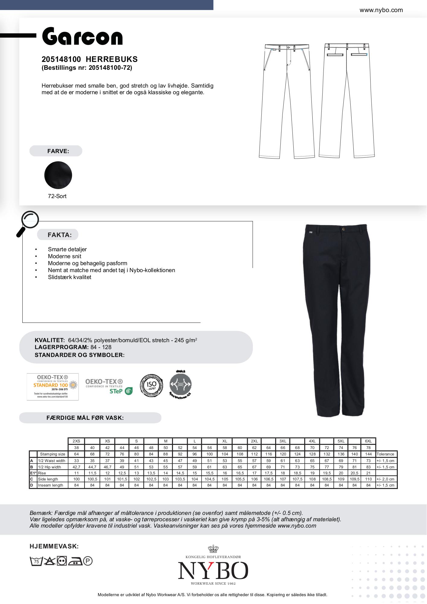 Nybo Sort Herrebuks Garçon, Smalle Ben, Stretch