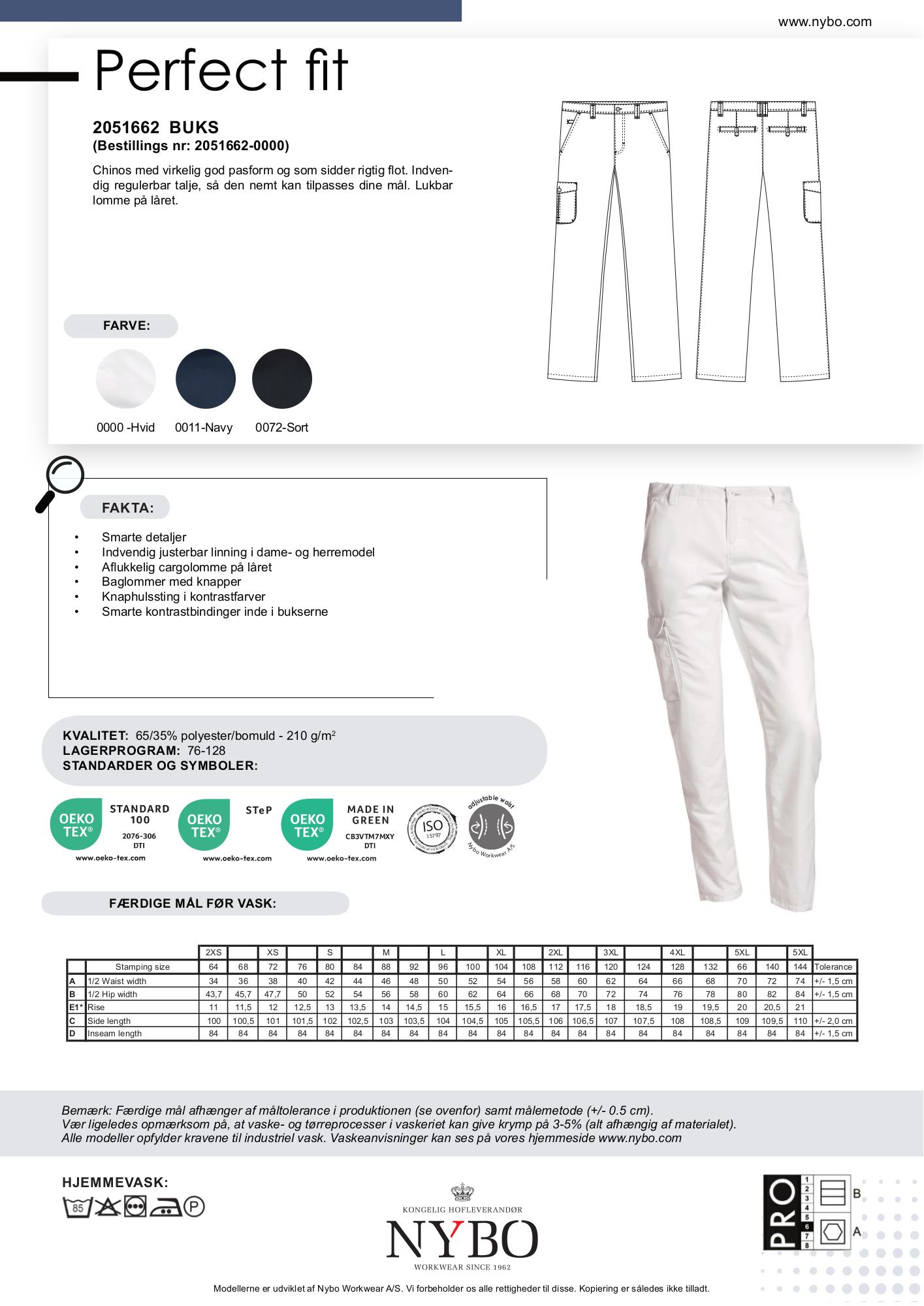 Nybo Hvide Herre Perfect Fit Chinos, Justerbar Talje, God Pasform