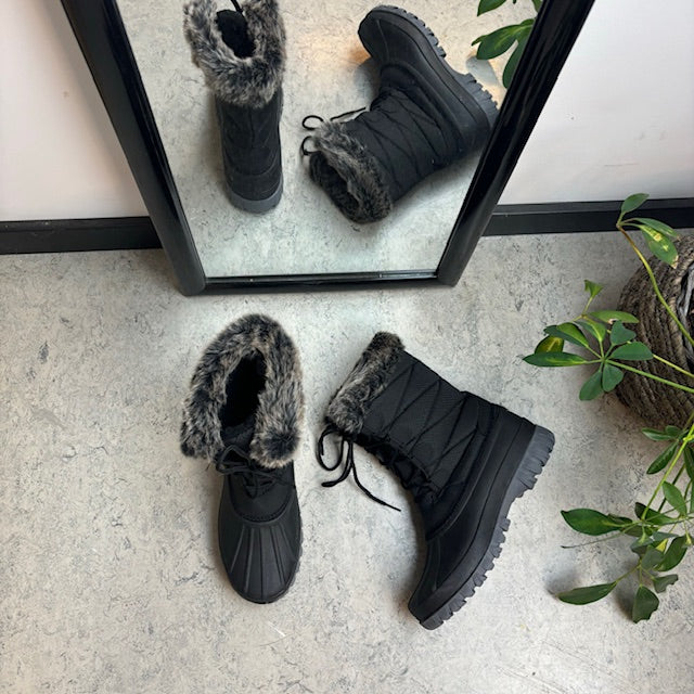 Vinterstøvle med vandtæt gummimembran nederst på støvlen