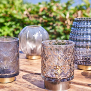 LED-lampe med riller – Elegant design i blå glas