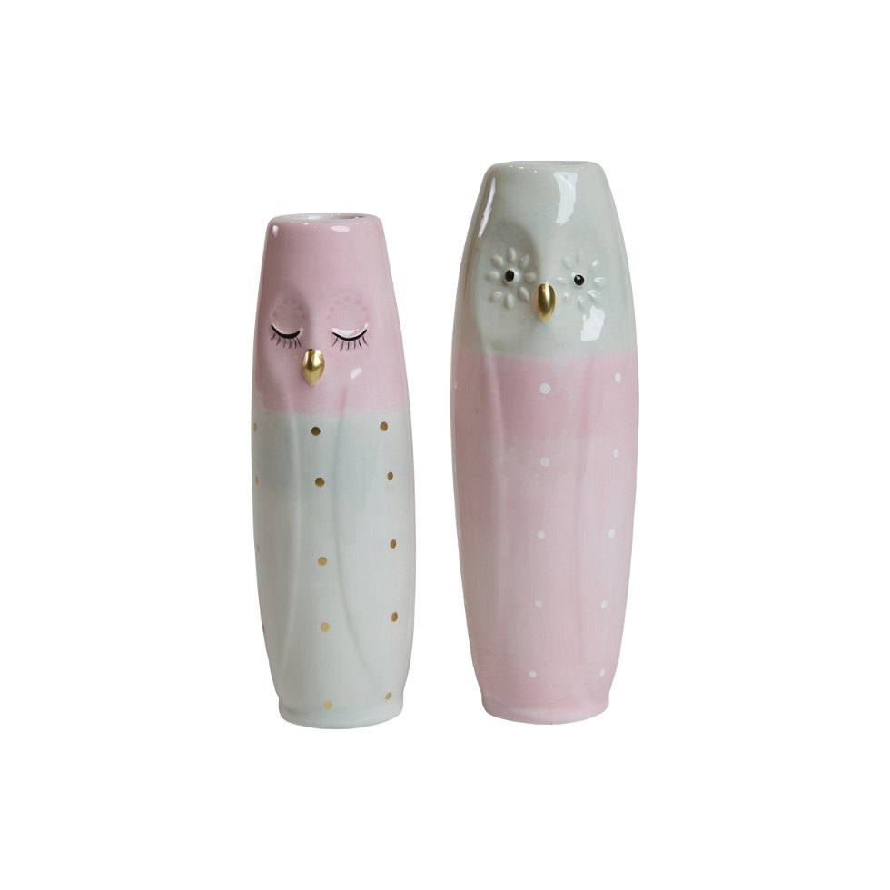 Pastel kloge ugler, porcelænsfigurer 17cm